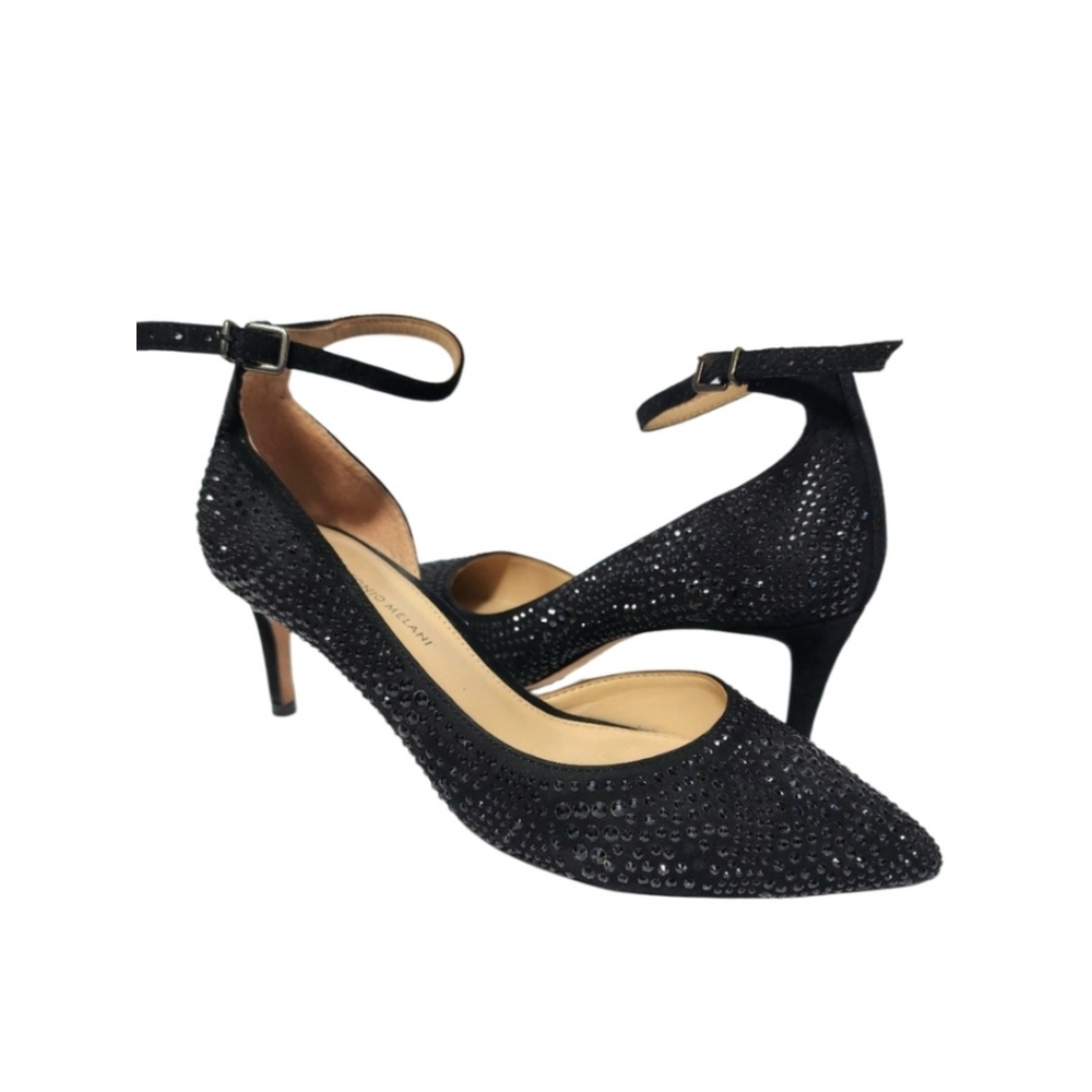 Antonio Melani Black Embellished Dress Pumps Leather Shoes Size 6 M